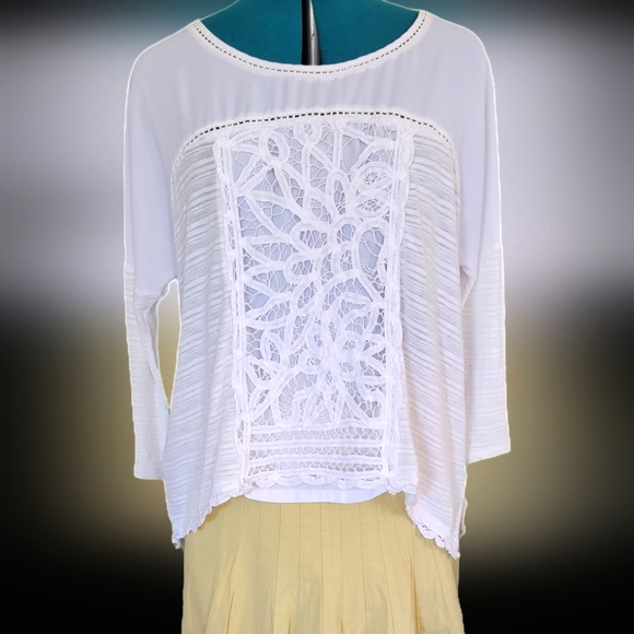 Anthropologie Tops - ANTHRO White Mixed Media Top